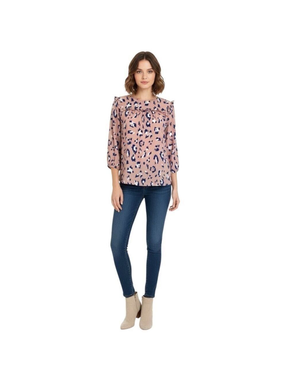 Juicy Couture Pink and Blue Long Sleeve Blouse Size S